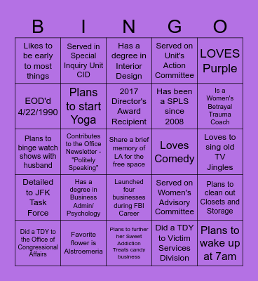 LA's Retirement Bingo! Bingo Card