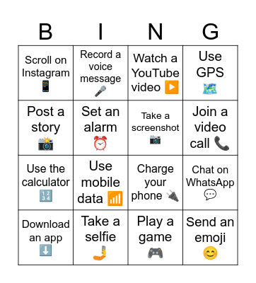 me and my cellphone Bingo Card