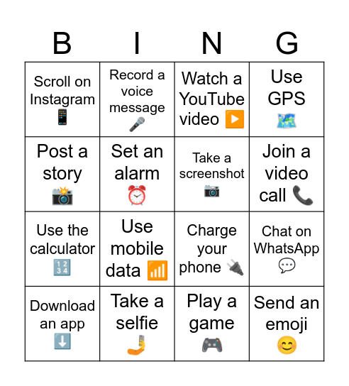 me and my cellphone Bingo Card