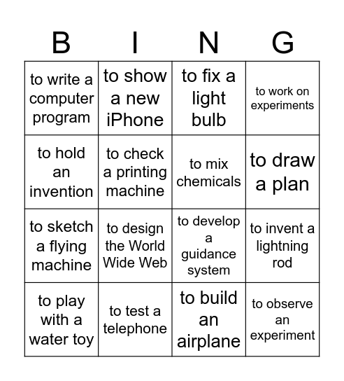 My cellphone Bingo Card