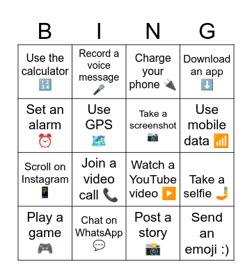 Me and my cellphone Bingo Card