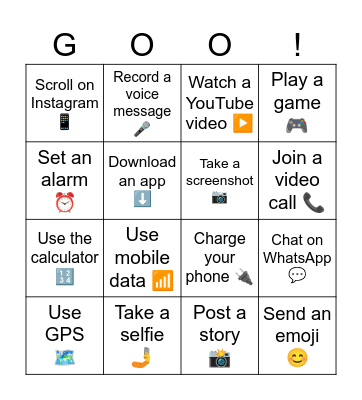Me and my cellphone Bingo Card