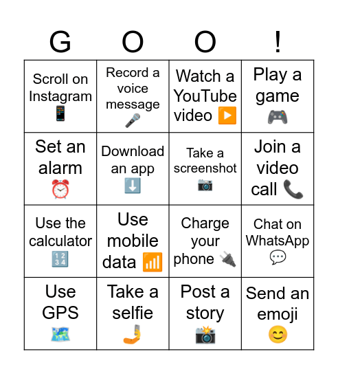 Me and my cellphone Bingo Card