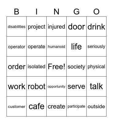 Lesson 8_英コⅠ Bingo Card
