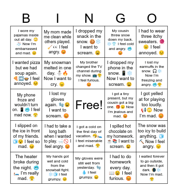 Angry Winter Vacation Bingo Card