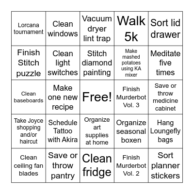 August 2025 Bingo Card