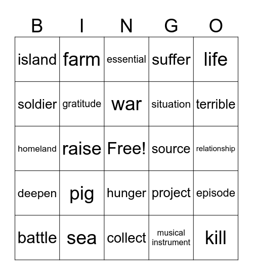 Lesson 10_英コⅠ Bingo Card