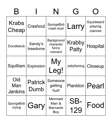 SpongeBob Bingo Card