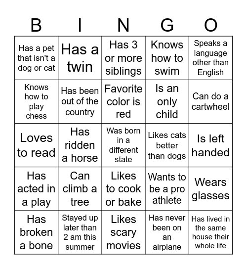 Buddy Bingo Card