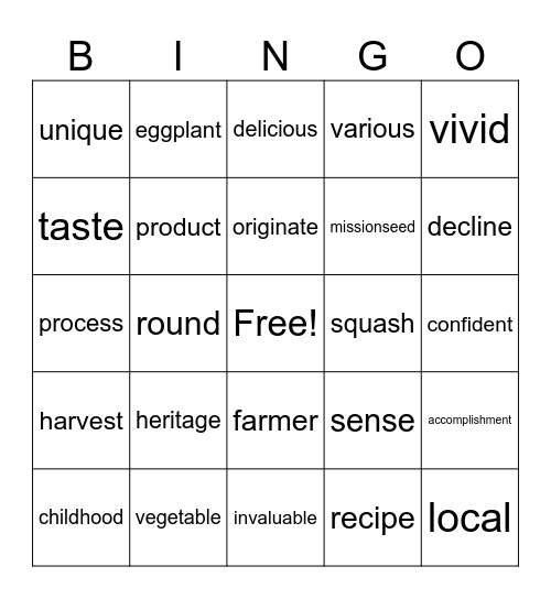 Lesson 6_英コⅡ Bingo Card
