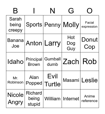 Gumball Bingo Card
