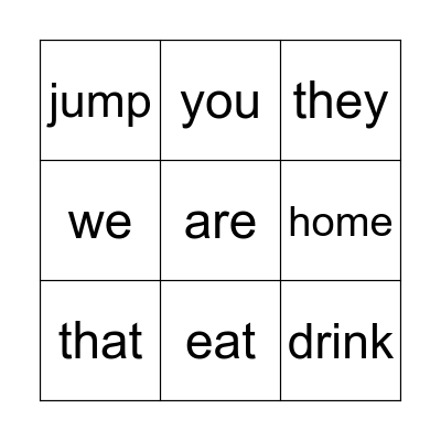 Basic Sight Words 3 Bingo Card