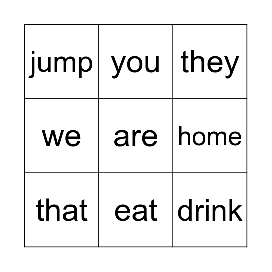 Basic Sight Words 3 Bingo Card