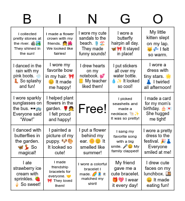 Cute Summer Vacation Bingo Card