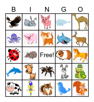 ANIMAL Bingo Card