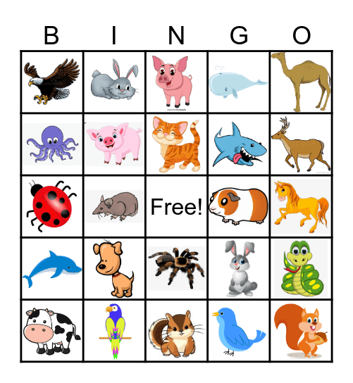 ANIMAL Bingo Card