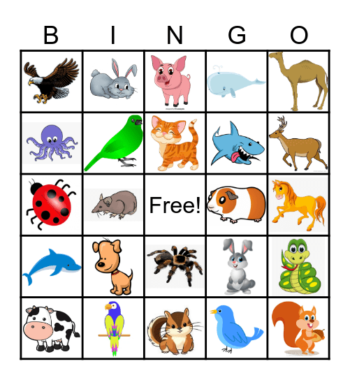 ANIMAL Bingo Card
