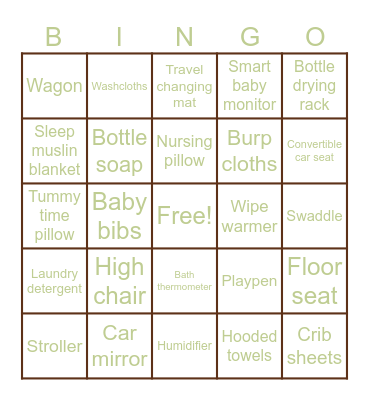 Baby Bingo Card