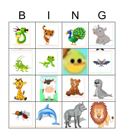Animal Bingo Card