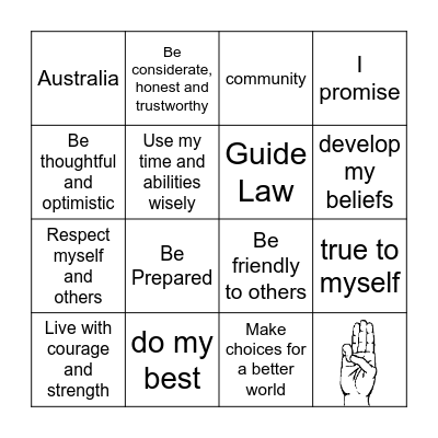 Guide Law Bingo Card