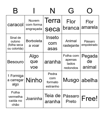 Bingo da Natureza Bingo Card