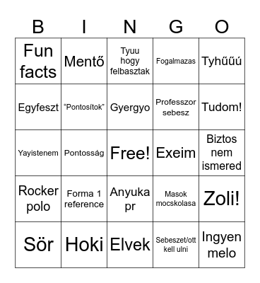 Xd Bingo Card
