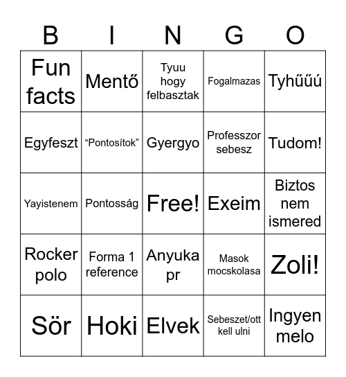 Xd Bingo Card