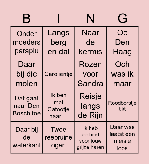 Muziek bing(o) Bingo Card