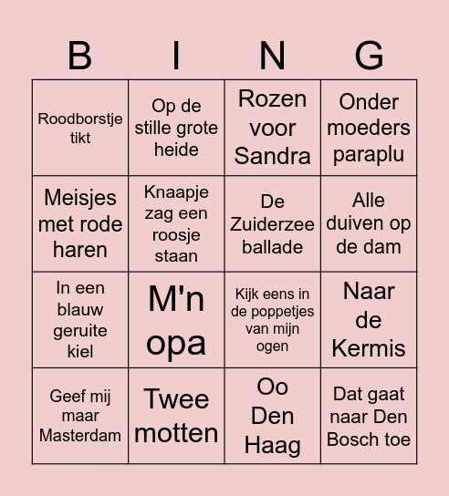 Muziek bing(o) Bingo Card