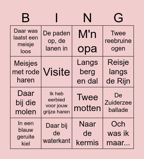 Muziek bing(o) Bingo Card