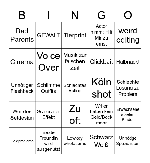 Hilf Mir BESSER Bingo Card