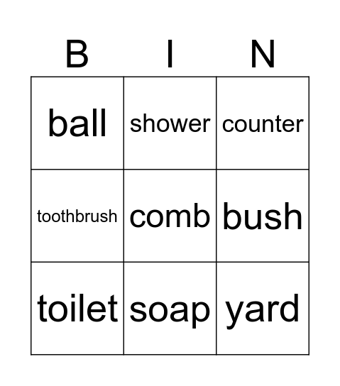 Hang Out Bingo Card