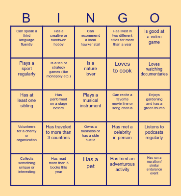 Find someone who... Bingo Card