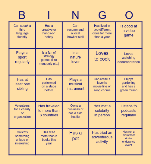 Find someone who... Bingo Card