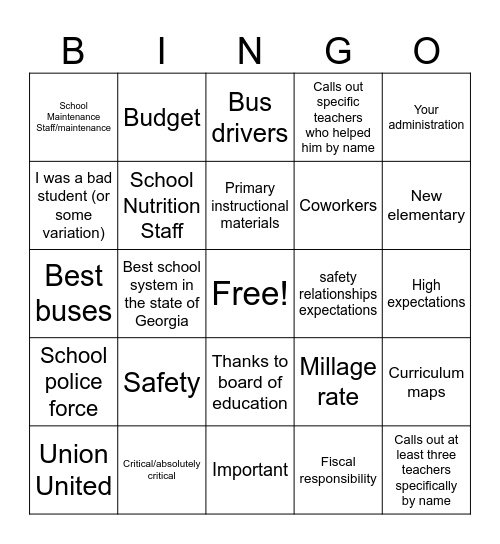 HOORAH Bingo Card