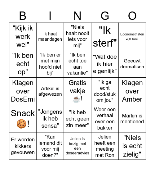 De grote Jelly-bingokaart Bingo Card
