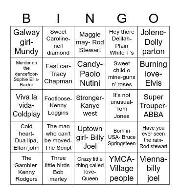 MUSIC BINGO Card