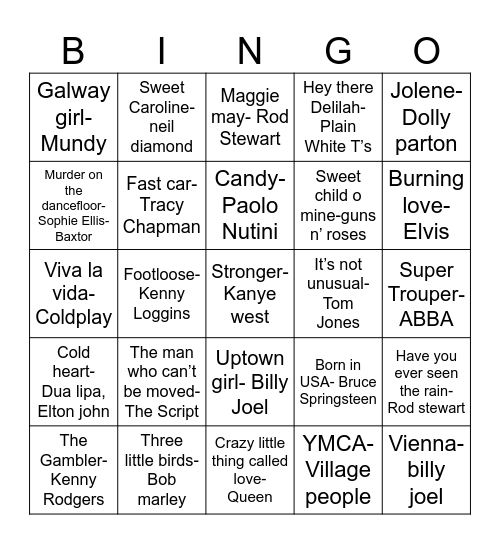 MUSIC BINGO Card