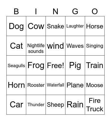 Sound Bingo Card