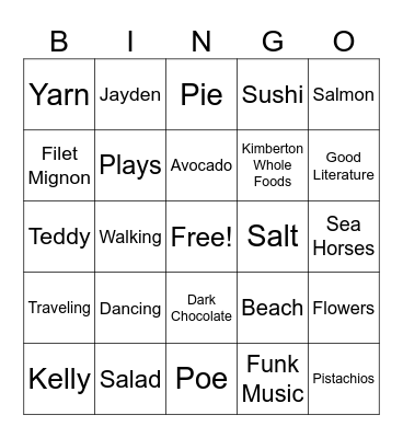 Laurie Young Day Bingo Card