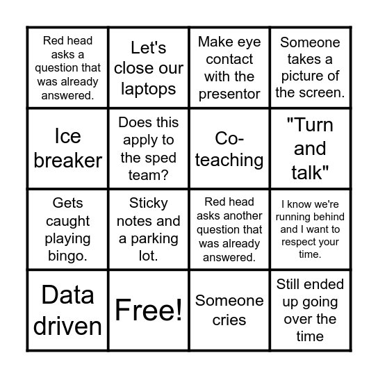 Summer PD Bingo Card
