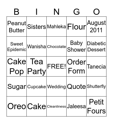 Sweet Epidemic So Sweet Bingo Card