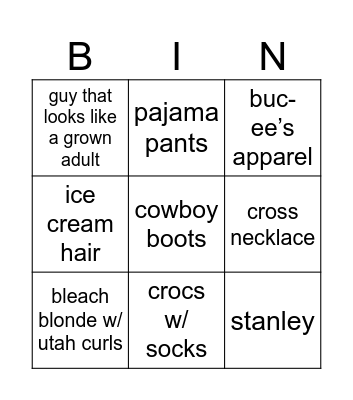 orientation Bingo Card