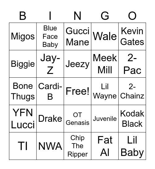 TRAP BINGO Card