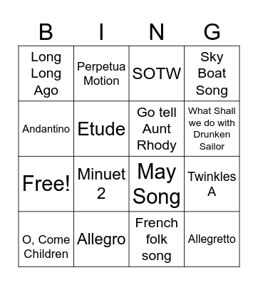 TDSS Practice Game Bingo Card