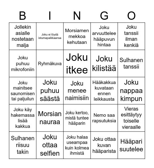 Hääbingo Card