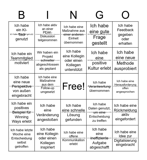 Winning Behavior Pulse Check Bingo Card