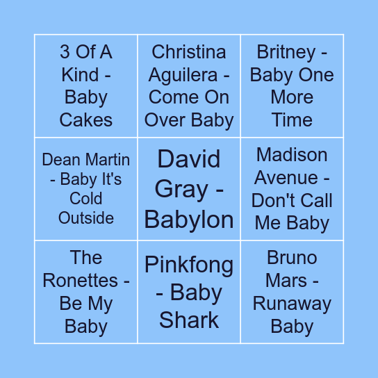 Baby Bingo! Bingo Card