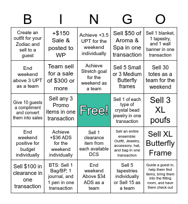 Weekend #2 Bingo Card