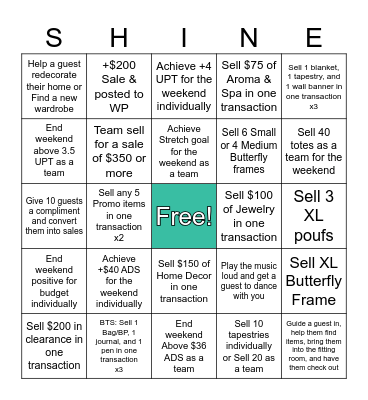 Tax-Free Weekend Bingo Card